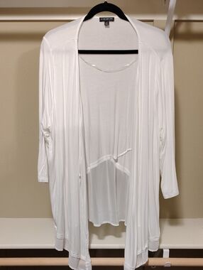 Lane Bryant White Open Front Drape Cardigan